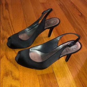 Stuart Weitzman sling back pump satin